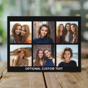Postal 6 Collage de fotos Texto opcional — Puede editar c