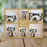 Postal 6 Collages de fotos Minimalistas - Cuadrícula dora<br><div class="desc">Usa tus fotos o fotos favoritas para hacer un toque divertido para compartir con tus amigos. Un collage de 6 fotos en una cuadrícula divertida de diferentes tamaños. Un diseño sencillo con instantáneas y un bloque de texto. Recortar las fotos en cuadrados antes de subirlas. Para ajustar fotos o cambiar...</div>