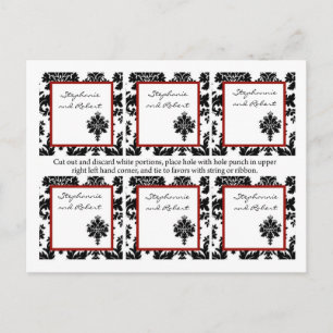 Postal 6 Etiquetas Favoritas Boda Lazo de Damasco Rojo Ne