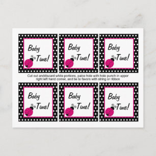 Postal 6 Etiquetas Favoritas Primavera Negra Lady Bug