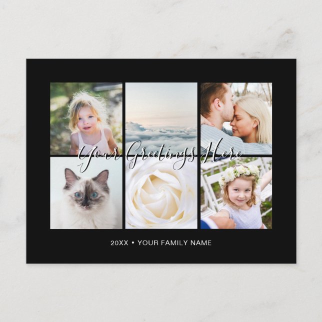 Postal 6 fotos personalizadas Saludos universales (Anverso)