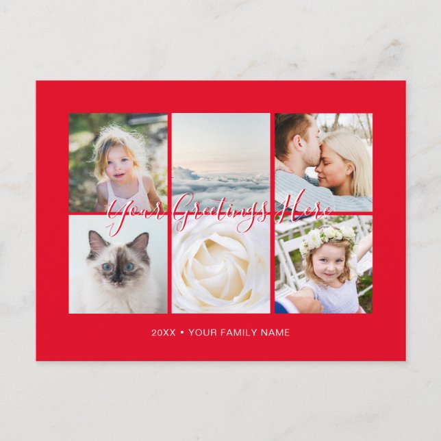 Postal 6 fotos personalizadas Saludos universales (Anverso)