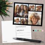 Postal 6 Photo Collage Optional Text -- CAN Edit Color<br><div class="desc">Add your favorite pics to this fun template. You can use square photos or any photos for this grid.</div>