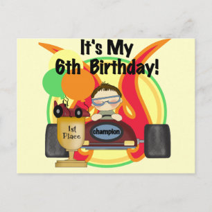 Postal 6tas camisetas y regalos del cumpleaños del coche