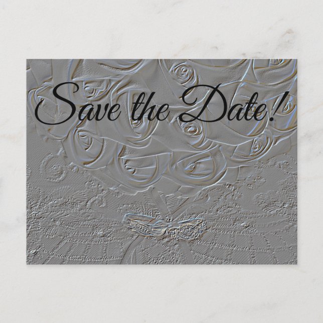 Postal 7060-E-Grabado en relieve Bouquet & Rings (Anverso)