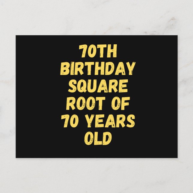 Postal 70.ª raíz cuadrada de cumpleaños de 70 años (Anverso)
