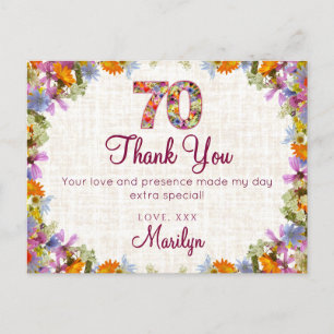 Postal 70 Aniversario Gracias - Elegante Diseño Floral