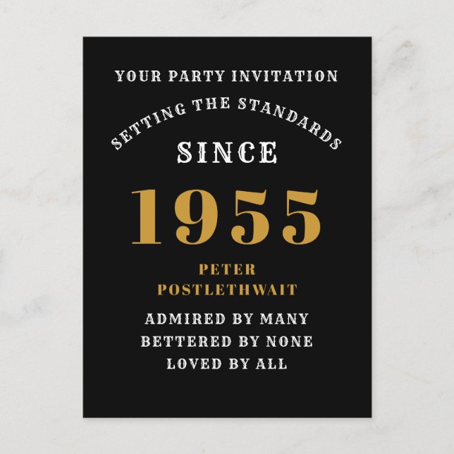 Postal 70 Cumpleaños 1955 Oro Negro (Anverso)