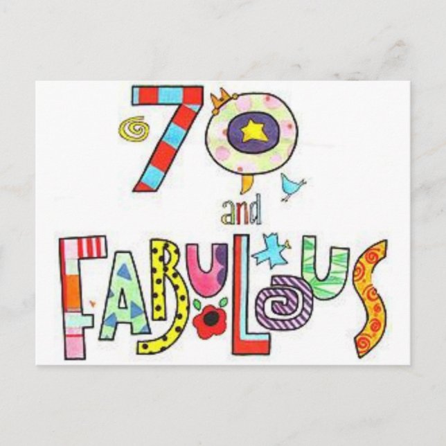 Postal 70 y fabuloso - Feliz cumpleaños 70 (Anverso)