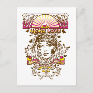 Postal 70s hacen los besos 1970 de las paces de las