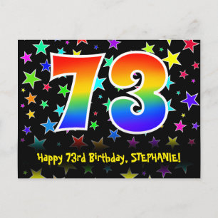 Postal 73.º cumpleaños: Patrón de estrellas divertidas, a