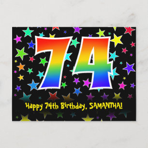 Postal 74º cumpleaños: Patrón de estrellas divertidas, ar