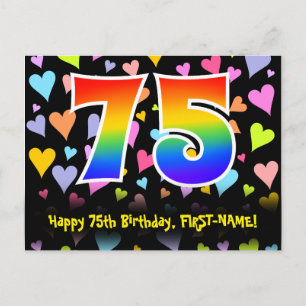 Postal 75º cumpleaños: Patrón de corazones divertidos, ar