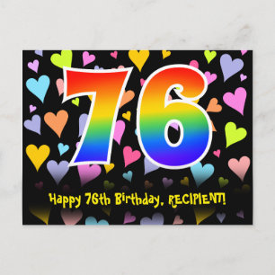 Postal 76º Cumpleaños: Patrón de Corazones Divertidos, Ar