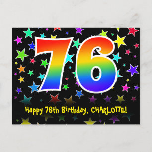 Postal 76 Cumpleaños: Patrón de Estrellas Divertidas, Arc