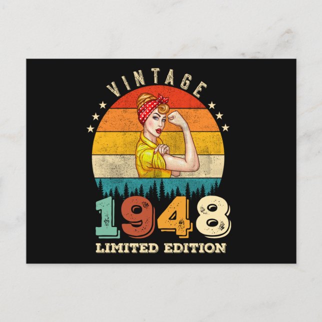 Postal 77 Cumpleaños Años 1948 Antiguo Cumpleaños 77 Muje (Anverso)