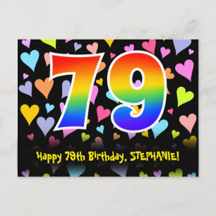 Postal 79º Cumpleaños: Patrón de Corazones Divertidos, Ar