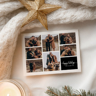 Postal 7 Fotos Felices Fiestas Navideñas Modernas Negras