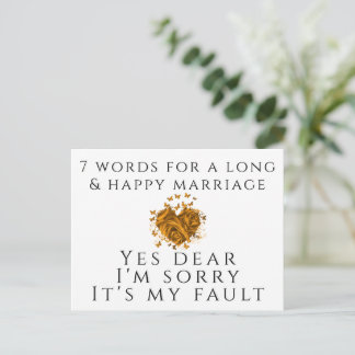 Postal 7 palabras para un matrimonio largo y feliz