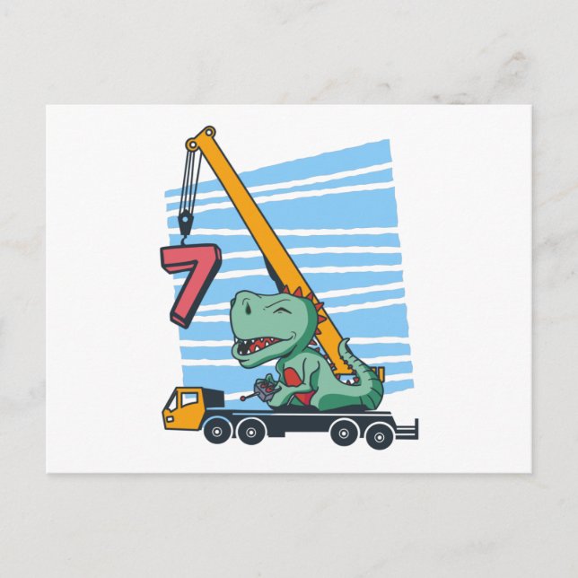 Postal 7 years 7th Birthday Mobile Crane Dinosaur (Anverso)