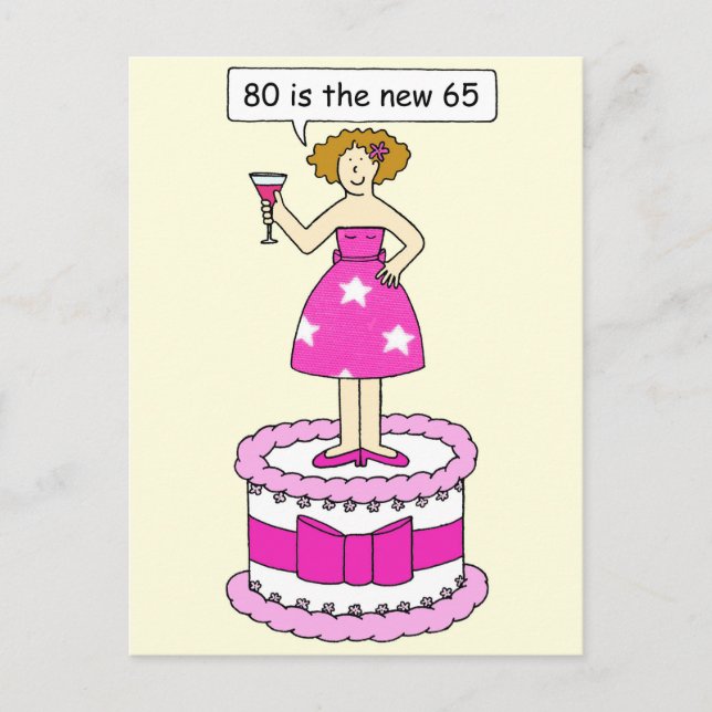 Postal 80.º humor Personalizado de cumpleaños (Anverso)