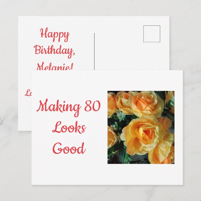 Postal 80 Cita Humor Rosas Foto (Anverso / Reverso)