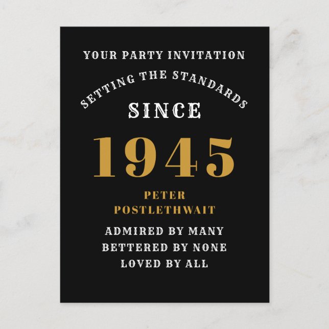 Postal 80 cumpleaños 1945 Oro negro (Anverso)