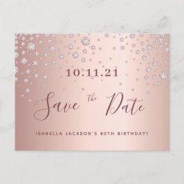 Postal 80 cumpleaños 80 diamantes de oro de rosa salvan l