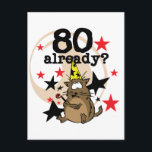 Postal 80 ya es cumpleaños<br><div class="desc">¡Camisetas de cumpleaños 80,  tazas,  botones de cumpleaños,  tarjetas,  pegatinas y más para ayudar a hacer el cumpleaños 80 más divertido! Cuenta con un gato gracioso que lleva un gorra fiesta y un texto que dice "¡Ya está en el 80?"</div>