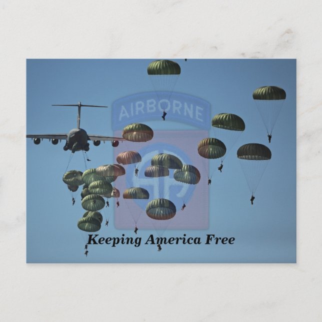 Postal 82.ª fortaleza aérea Parche de veteranos de Bragg (Anverso)