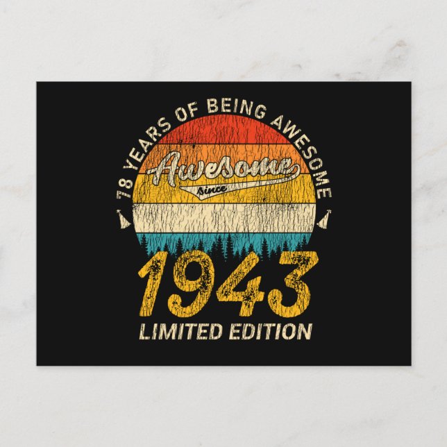 Postal 82 años de edad 1943 Regalo de cumpleaños 82 retro (Anverso)