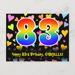 Postal 83.º cumpleaños: Patrón de corazones divertidos, a