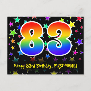 Postal 83.º cumpleaños: Patrón de estrellas divertidas, a