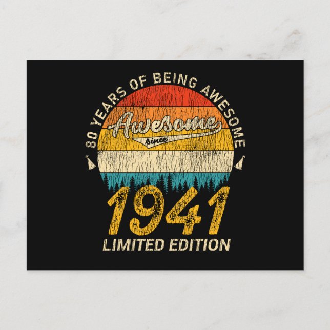 Postal 84 años de edad 1941 Regalo retro asombroso de 84  (Anverso)