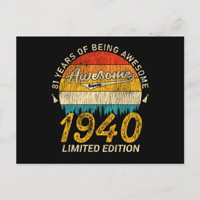 Postal 85 años de edad 1940 Regalo retro asombroso de 85  (Anverso)