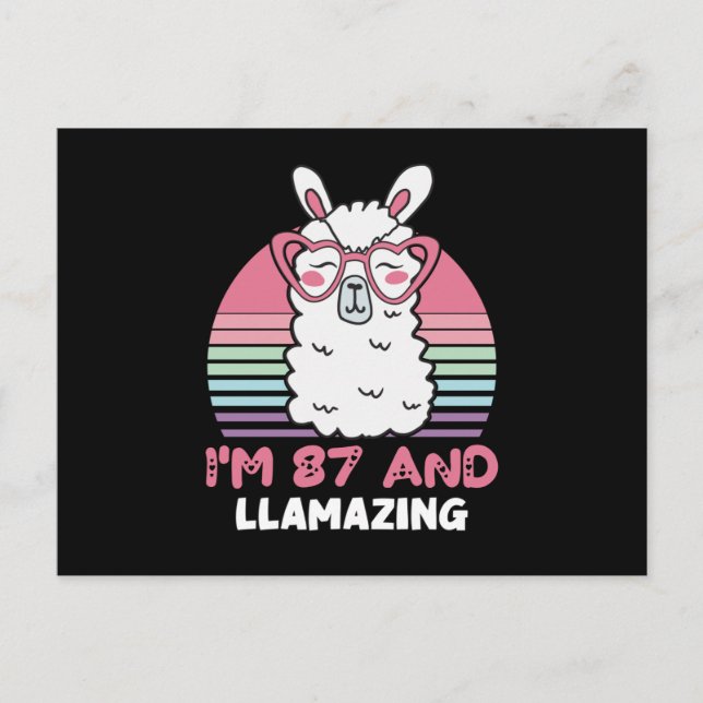 Postal 87th Birthday Llamazing Llama 87 Year Old Birthday (Anverso)