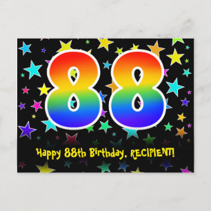 Postal 88.º cumpleaños: Patrón de estrellas divertidas, a