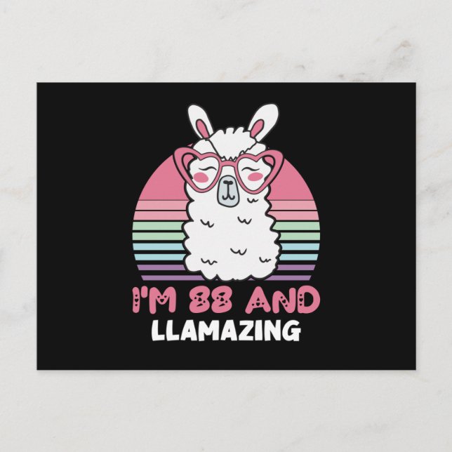 Postal 88th Birthday Llamazing Llama 88 Year Old Birthday (Anverso)
