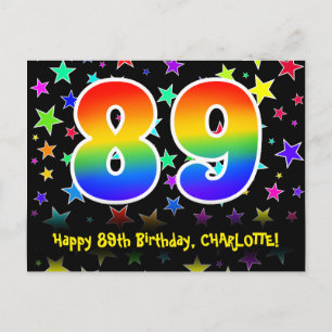 Postal 89º cumpleaños: Patrón de estrellas divertidas, ar