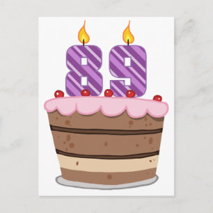 Postal 89 años en el pastel de cumpleaños