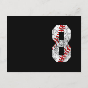 Postal 8.º cumpleaños Béisbol Gran Número Ocho Años