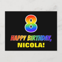 8.º cumpleaños: negrita, diversión, simple, arcoir