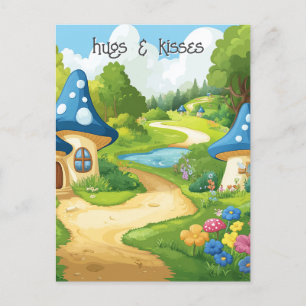 Postal 8 de 17 pueblo de Blue Mushroom