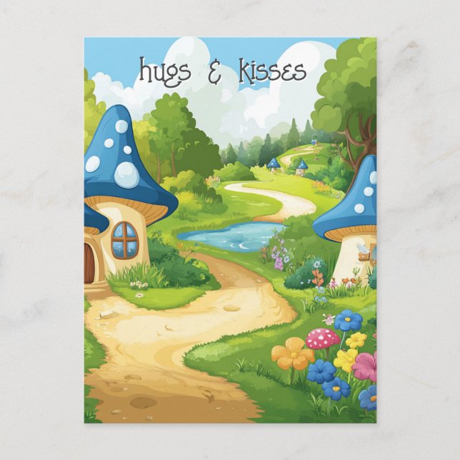 Postal 8 de 17 pueblo de Blue Mushroom (Anverso)