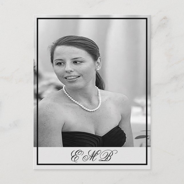 Postal 90.º cumpleaños foto Monograma Elegante cumpleaños (Anverso)