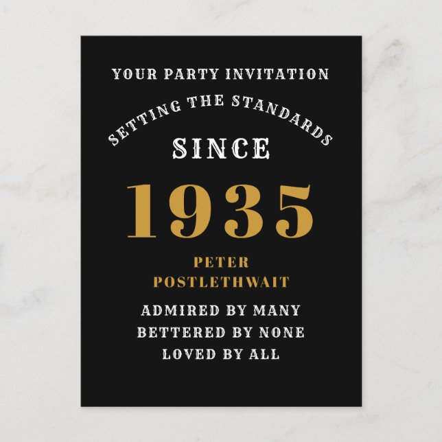 Postal 90 cumpleaños 1935 Oro Negro (Anverso)