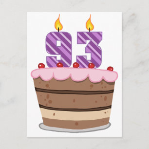 Postal 93 años en el pastel de cumpleaños