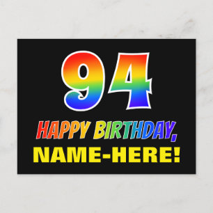 Postal 94º cumpleaños: audaz, divertido, simple, arcoiris