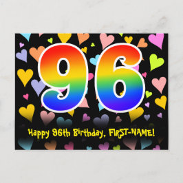 Postal 96 cumpleaños: patrón de corazones divertidos, arc