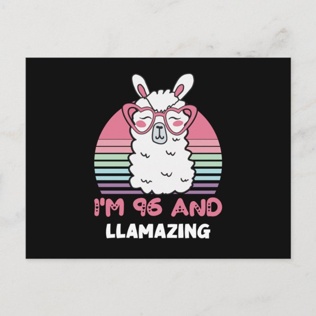 Postal 96th Birthday Llamazing Llama 96 Year Old Birthday (Anverso)